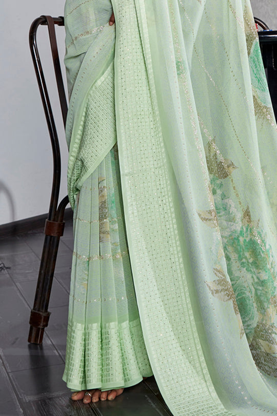 Mint Green Georgette Saree Mint Green Georgette Saree