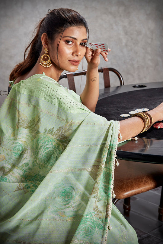 Mint Green Georgette Saree Mint Green Georgette Saree