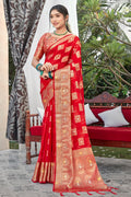 Scarlet Red Organza Saree Scarlet Red Organza Saree