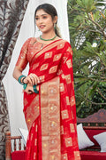 Scarlet Red Organza Saree Scarlet Red Organza Saree