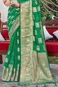 Emerald Green Organza Saree Emerald Green Organza Saree