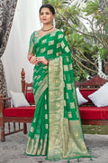 Emerald Green Organza Saree Emerald Green Organza Saree