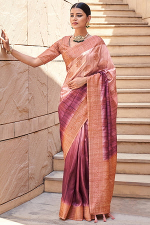 Rust Orange And Brown Digital Print Saree