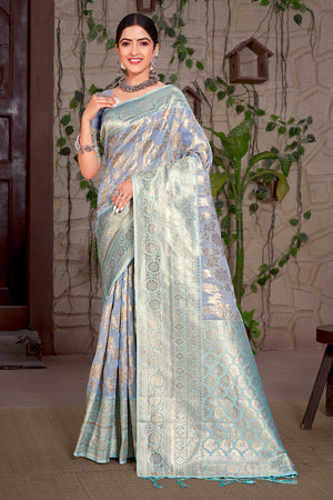 Coin Grey Organza Saree