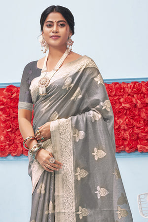Coin Grey Cotton Saree