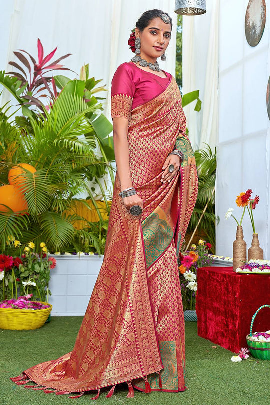 Punch Pink Kanjivaram Saree Kanjivaram Saree
