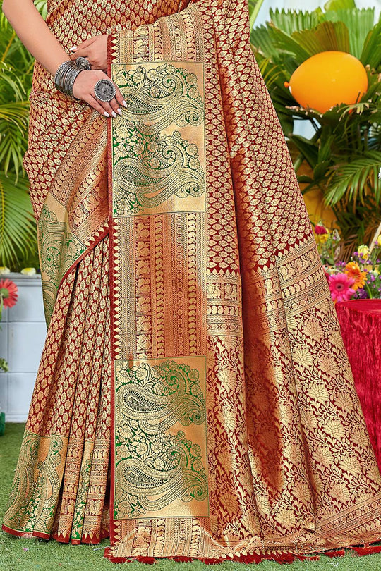 Jam Maroon Kanjivaram Saree Kanjivaram Saree Design