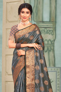 Pewter Grey Cotton Silk Saree Pewter Grey Cotton Silk Saree