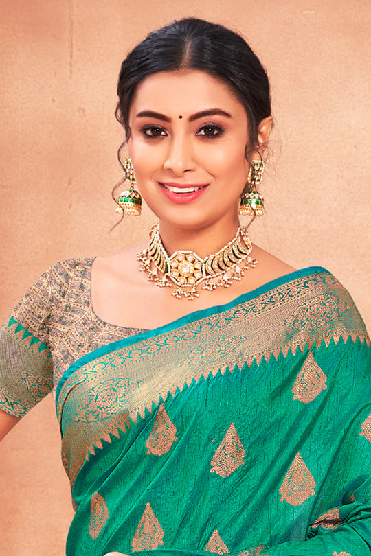 Jade Green Cotton Silk Saree Jade Green Cotton Silk Saree