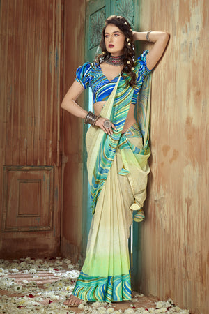 Pista Green Georgette Saree