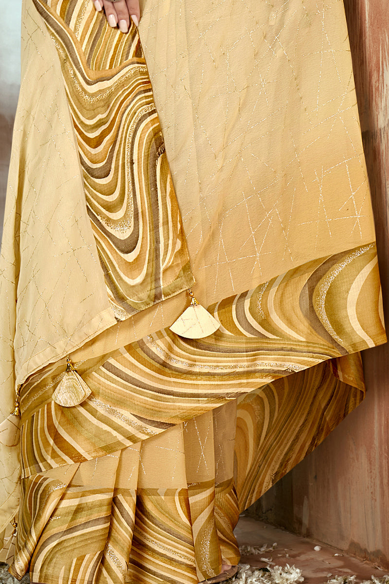 Beige Georgette Ombre Saree main image 0