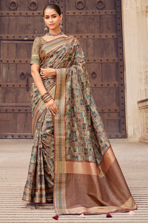 Almond Brown Digital Print Saree