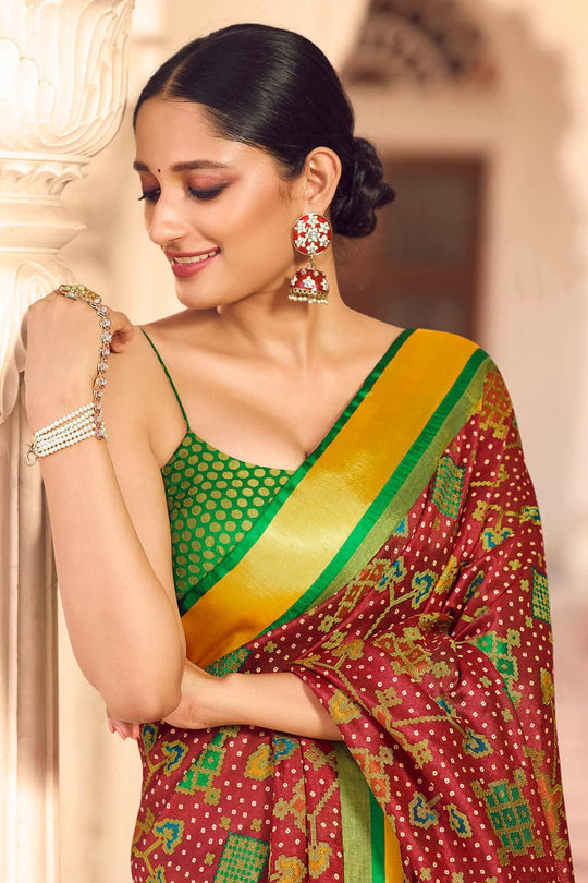 Currant Red Patola Saree Currant Red Patola Saree