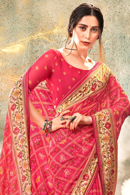 Taffy Pink Georgette Saree Taffy Pink Georgette Saree
