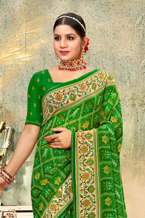 Forest Green Georgette Saree