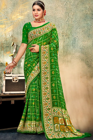 Forest Green Georgette Saree