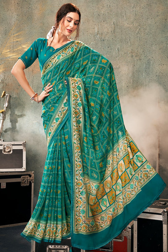 Teal Green Georgette Saree Teal Green Georgette Saree
