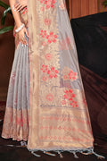 Coin Grey Banarasi Silk Saree Silk Saree Pallu