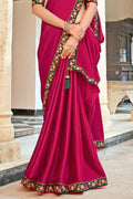 Red And Green Satin Saree Red And Green Satin Saree