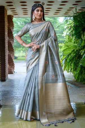 Coin Grey South Silk Saree