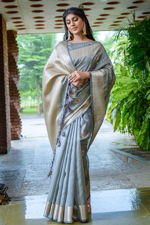 Coin Grey South Silk Saree