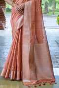 Cantaloupe Orange South Silk Saree Cantaloupe Orange South Silk Saree