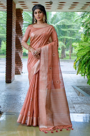 Cantaloupe Orange South Silk Saree