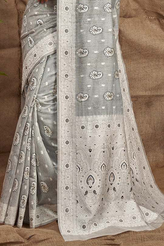Coin Grey Cotton Saree Coin Grey Cotton Saree
