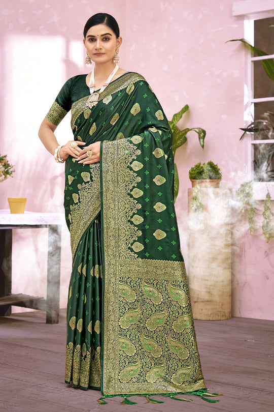 Pine Green Banarasi Saree Banarasi Saree