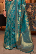 Teal Blue Kanjivaram Saree  Kanjivaram Saree Design