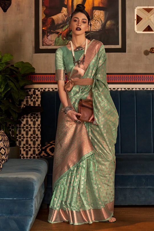Green And Golden Kanjivaram saree Green And Golden Kanjivaram saree