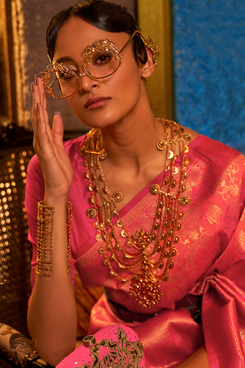 Buy Peach And Pink Kanjivaram Silk Online Karagiri