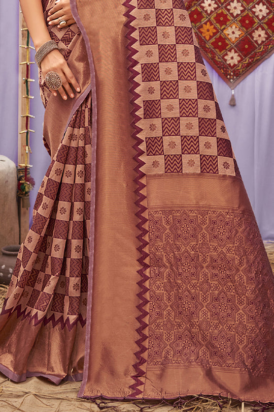 American Brown Cotton Saree Cotton Saree Pallu