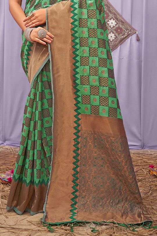 Jade Green Cotton Saree Cotton saree Pallu
