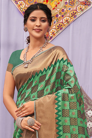 Jade Green Cotton Saree