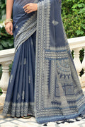 Denim Blue Cotton Saree Denim Blue Cotton Saree