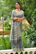 Coin Grey Cotton Saree Coin Grey Cotton Saree