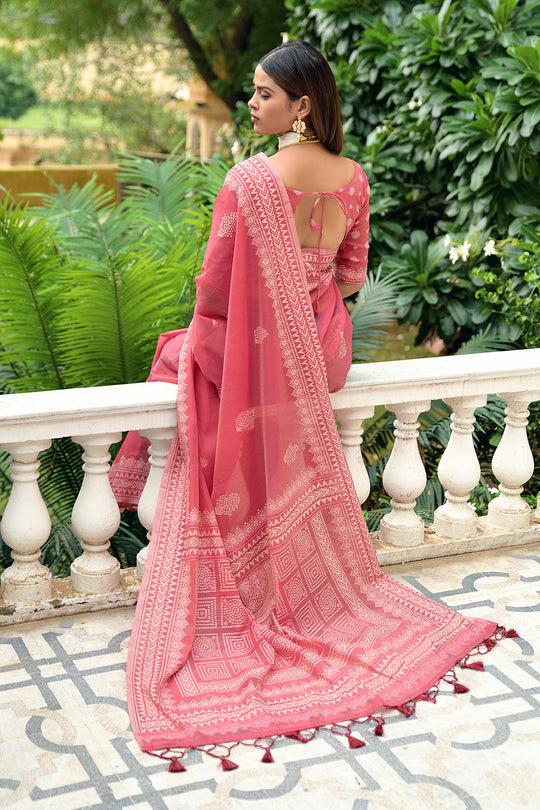 Flamingo Pink Cotton Saree Flamingo Pink Cotton Saree