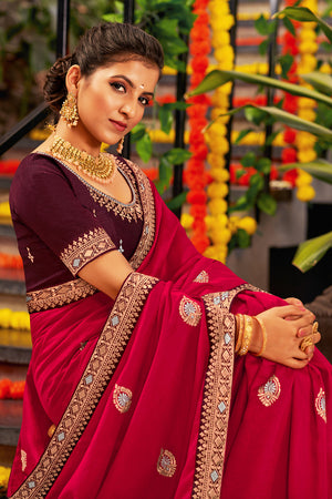 Crimson Red South Silk Saree