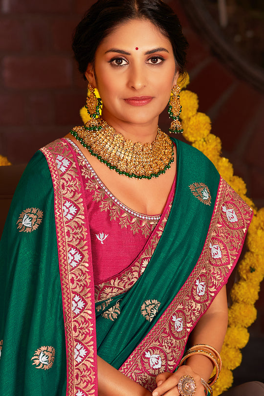Stone Green South Silk Saree Stone Green South Silk Saree