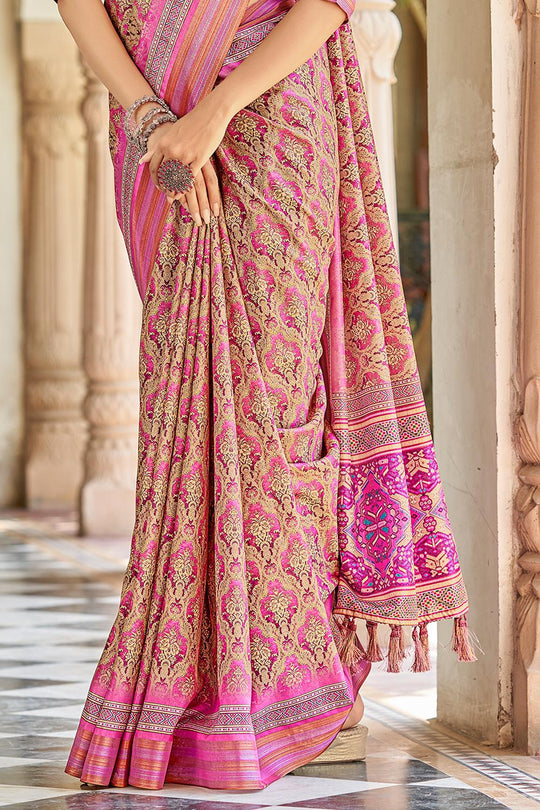 Salmon Pink Digital Print Saree Salmon Pink Digital Print Saree