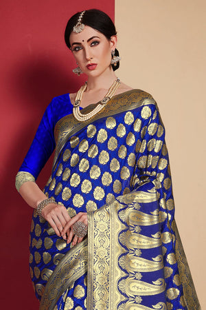 Zaffre Blue Kanjivaram Saree