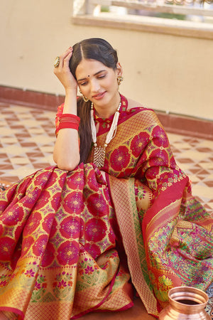 Imperial Red Zari Woven Banarasi Saree
