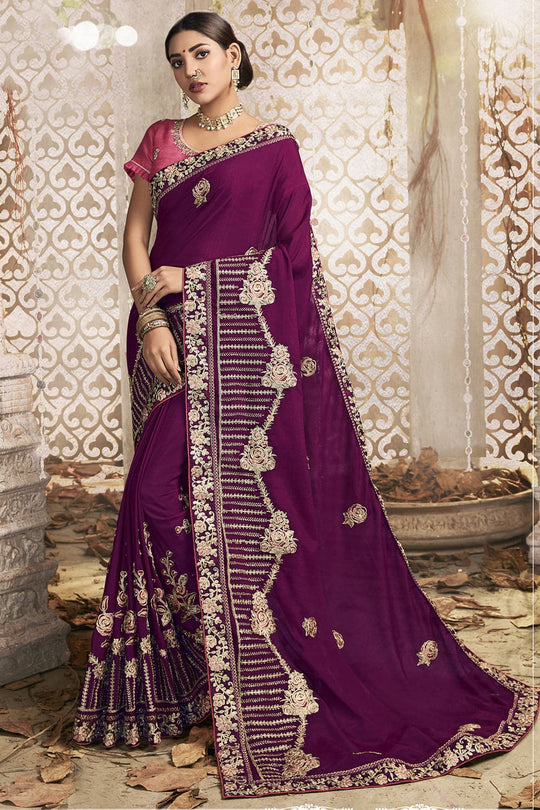 Wine Purple Zari Woven Chanderi Saree Wine Purple Zari Woven Chanderi Saree