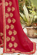 Fire Brick Red Embroidered Chanderi Saree Fire Brick Red Embroidered Chanderi Saree