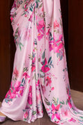 Blush Pink Satin Crepe Saree Blush Pink Satin Crepe Saree