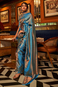 French Blue Kanjivaram Saree Kanjivaram Saree