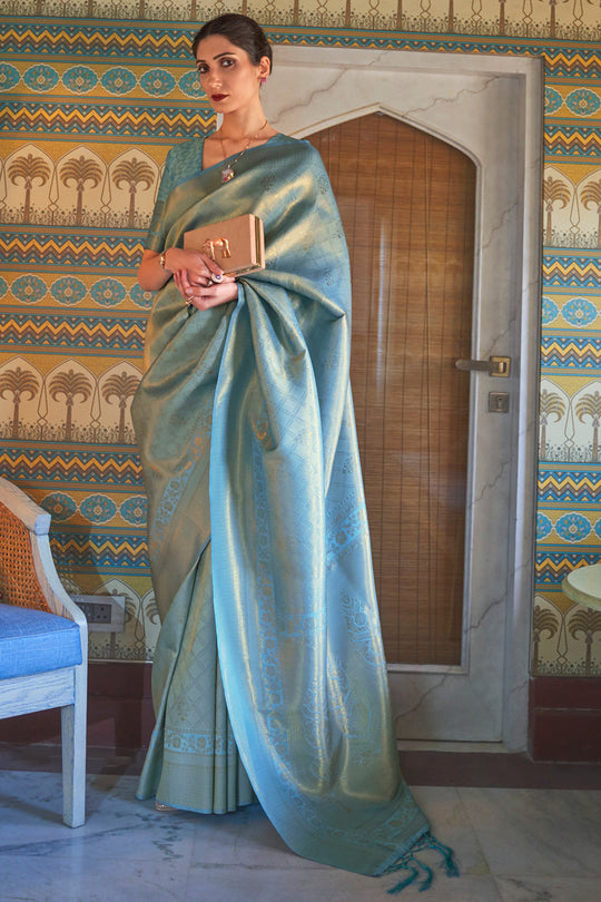 Sage Green Kanjivaram Saree Kanjivaram Saree