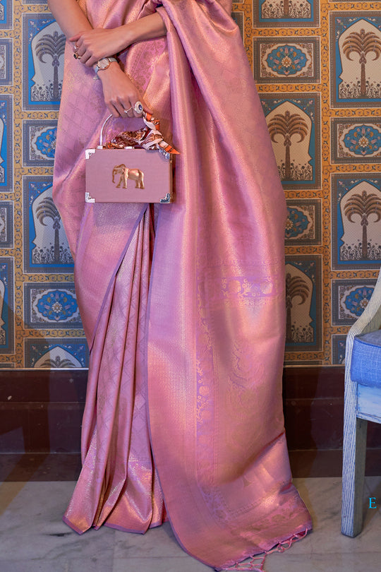 Flamingo Pink Kanjivaram Saree Kanjivaram Saree Design