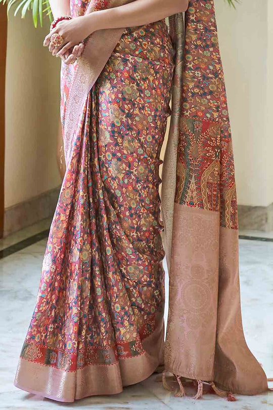 Salmon Pink Digital Print Saree Salmon Pink Digital Print Saree